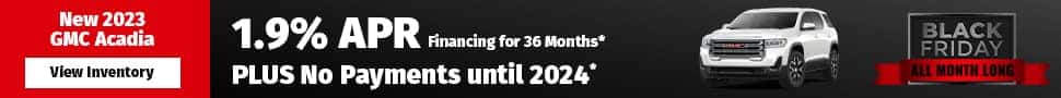 Enjoy 1.9% APR financing on a 2023 GMC Acadia in Nashville, TN
