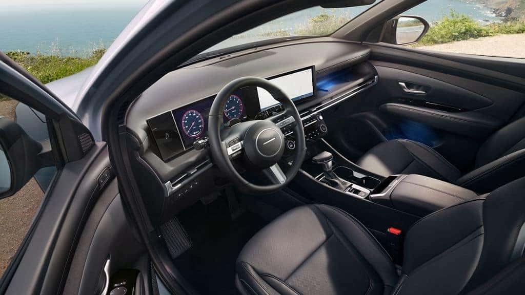 Interior dashboard and touchscreen navigation display of the 2026 Hyundai Santa Cruz