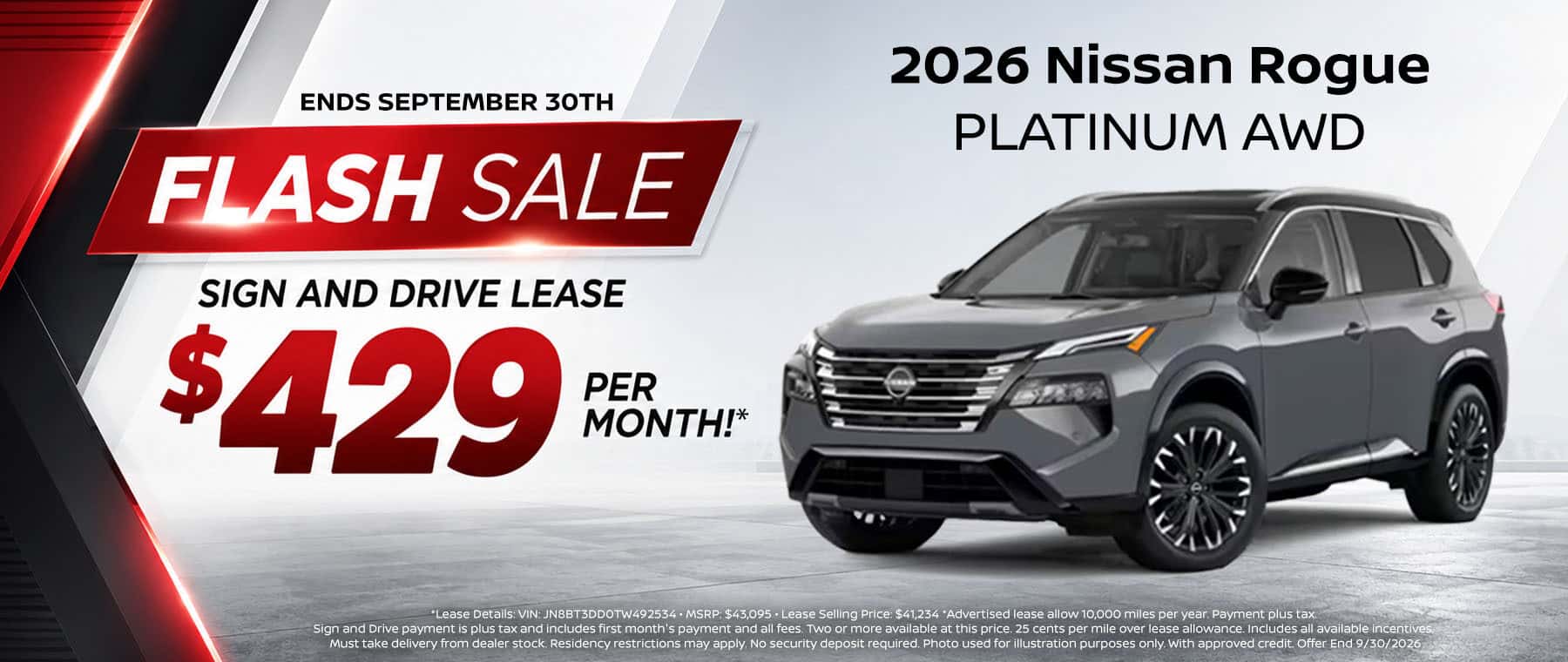 2026 Nissan Rogue Platinum Sign and Drive Lease