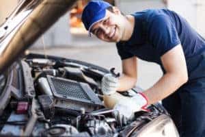 Mechanic smiling