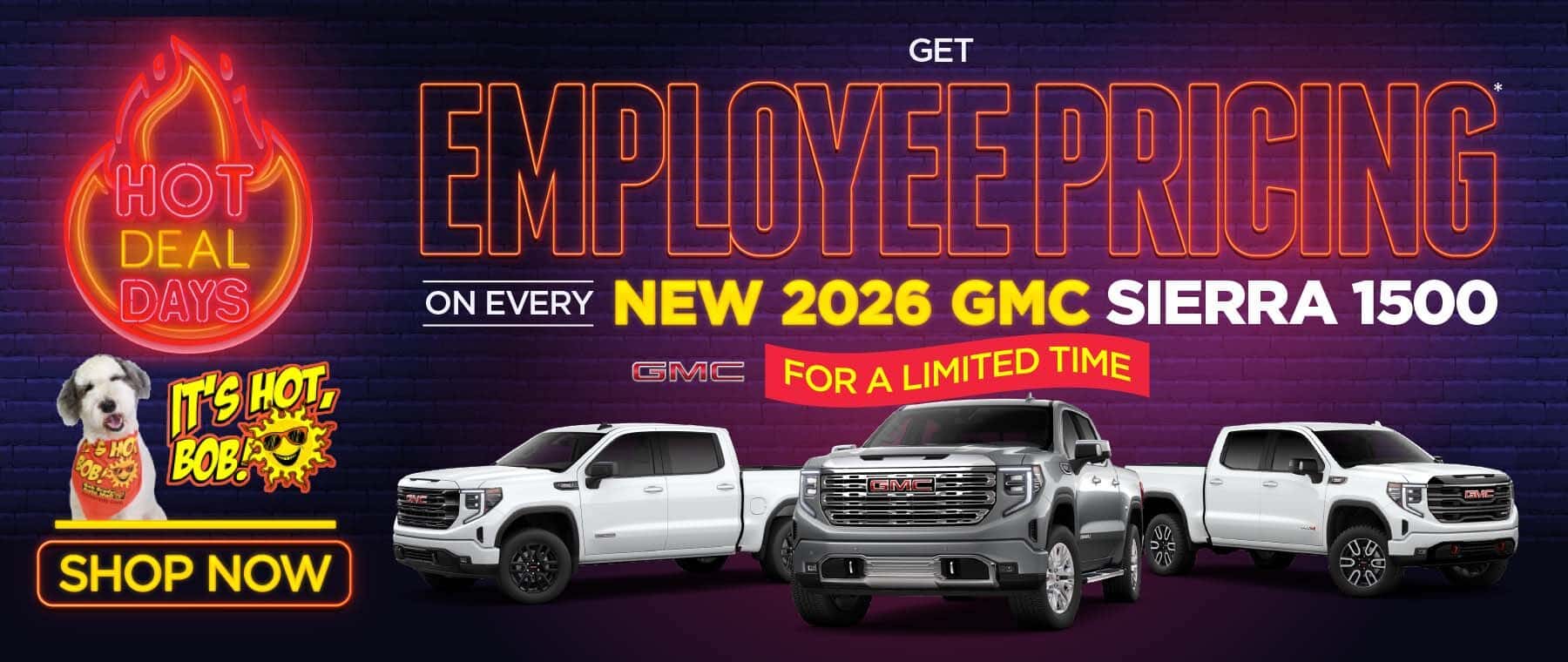 Get Employee Pricing* on every new 2026 GMC Sierra 1500 for a limited time