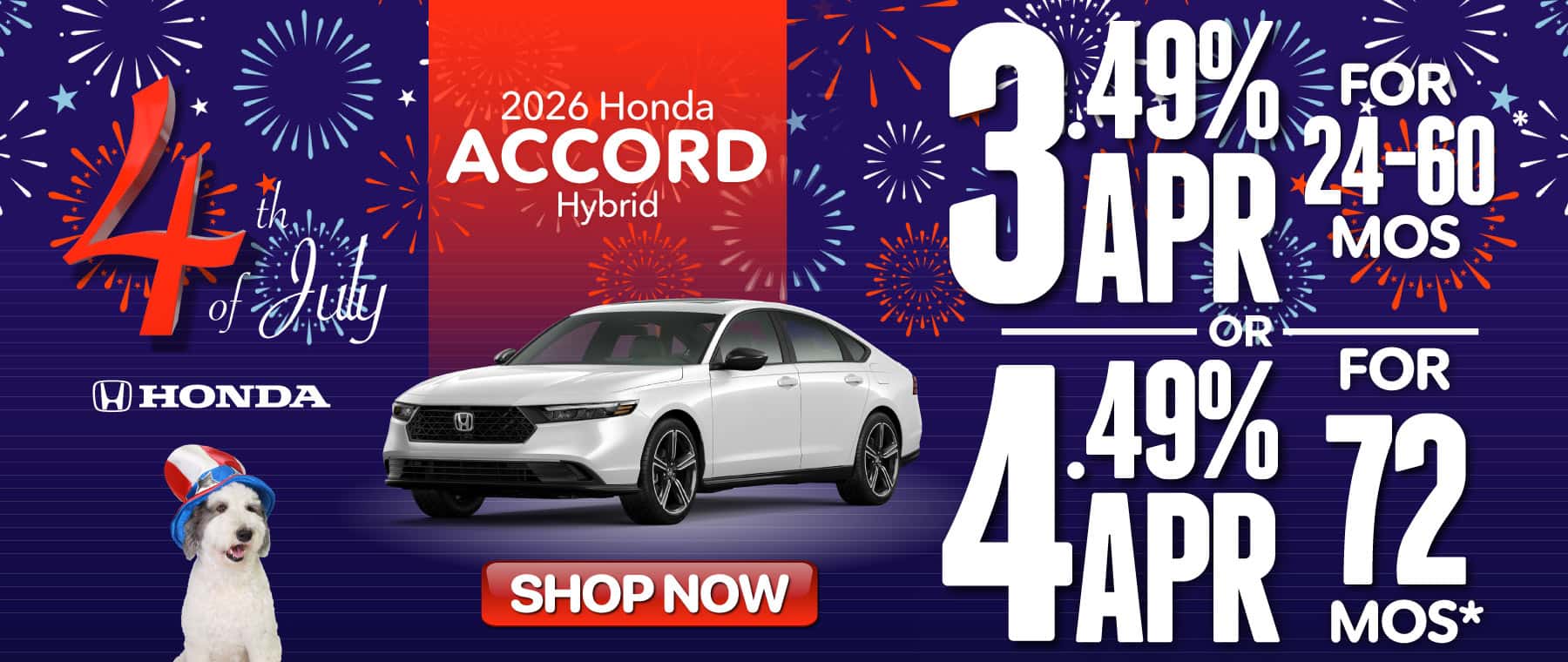 2026 HONDA ACCORD HYBRID "3.49% FOR 24–60 MONTHS OR 4.49% FOR 72 MONTHS*"