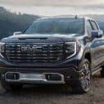 Front exterior view of the grille on a new 2026 GMC Sierra 1500 Denali