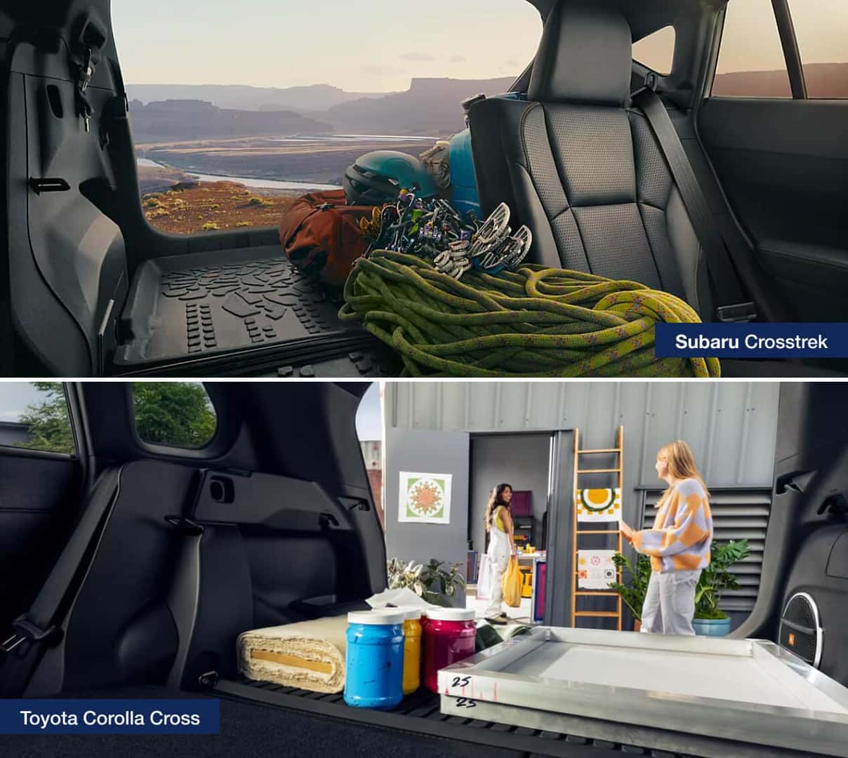 Comparing 2026 Subaru Crosstrek vs. Toyota Corolla Cross Cabin Dimensions
