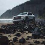 GMC Acadia on beach white