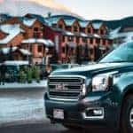 2022 GMC Acadia in a mountain village