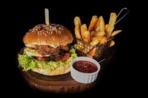 burger with a side of fries
