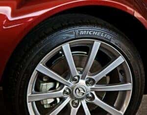 New Michelin Tires on a new Red car