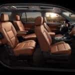 2021 Chevy Traverse High Country [2LZ] Interior, Jet Black:Loft Brown Perforated Leather seating surfaces