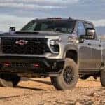 A gray Chevrolet Bison truck parked on dunes