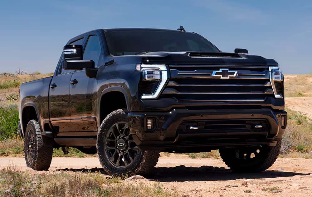 Black Chevy Silverado HD truck High Country trim