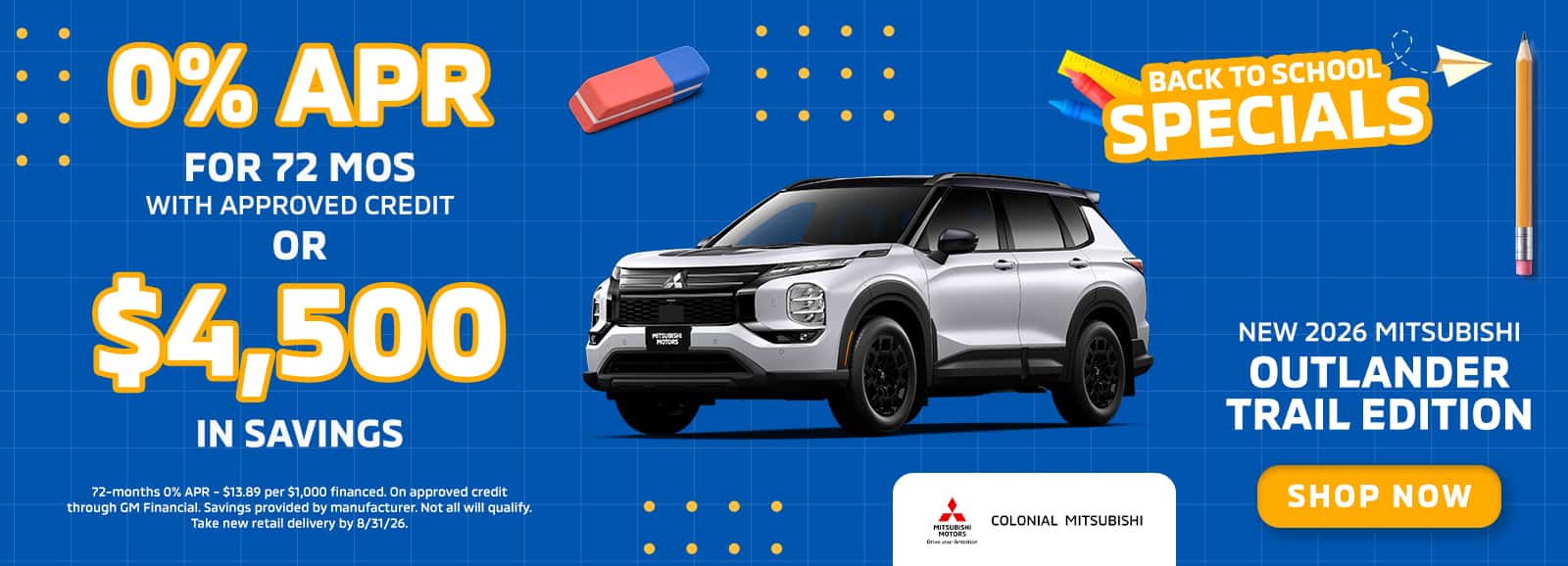 0% APR or $4,500 In Savings