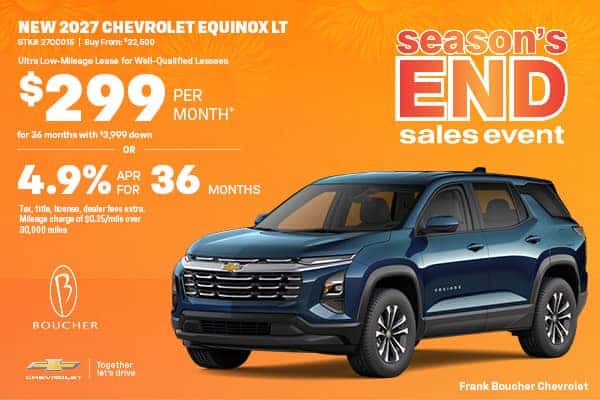 Lease a new 2027 Chevy Equinox for $299/mo or Get 4.9% APR for 36 months