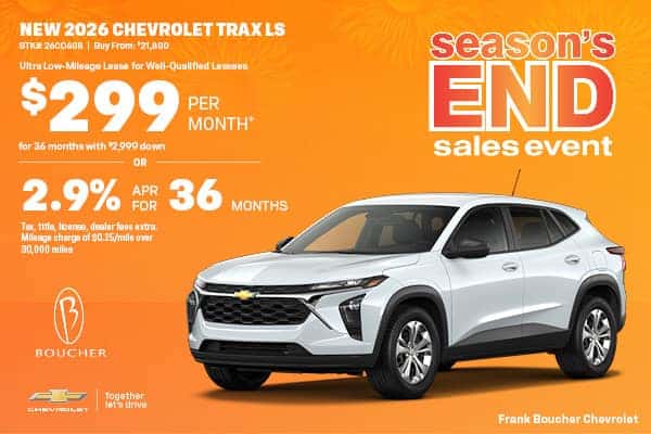 Lease a new 2026 Chevy Trax for $299/mo or Get 2.9% APR for 36 months