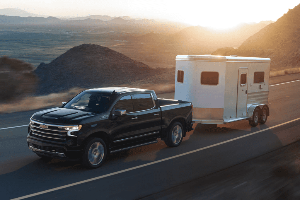 The 2026 Chevrolet Silverado towing a trailer