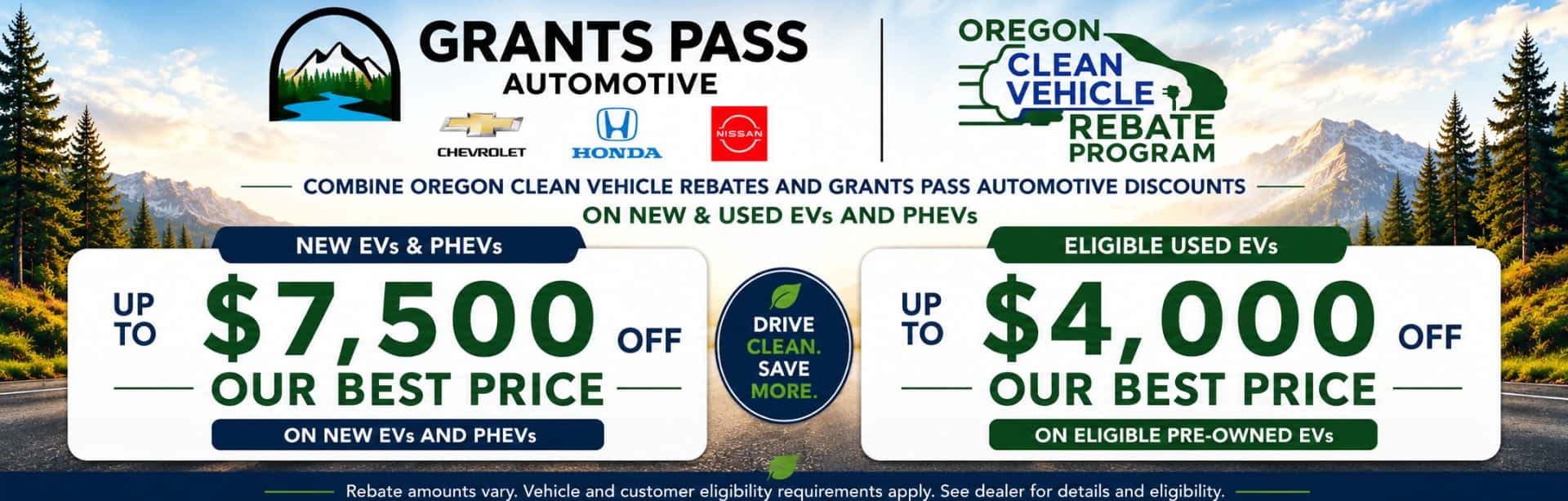 Oregon Clean Vehicle Rebates for new and used electric vehicles at Grants Pass Automotive
