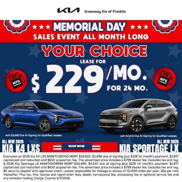 New Kia Specials in Franklin | Kia Lease Deals