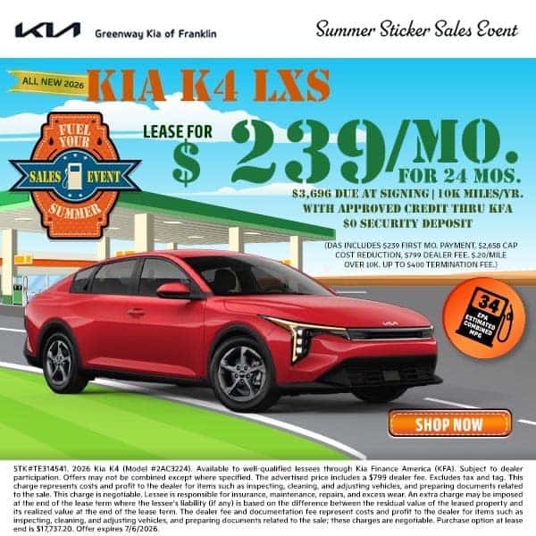 New 2026 Kia K4 LXS