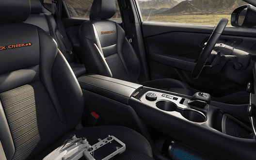 Rogue Rock Creek interior with branded front seats and center console