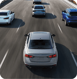 Overhead view of Altima in highway traffic