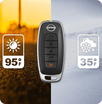 Nissan Intelligent Key with hot and cold weather climate icons