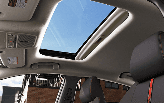 Panoramic moonroof viewed from inside the Sentra cabin