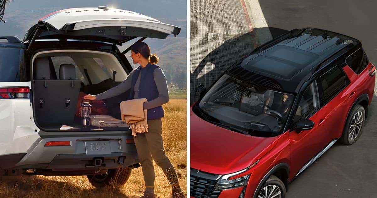 The motion-activated power liftgate and panoramic moonroof of the 2026 Nissan Pathfinder