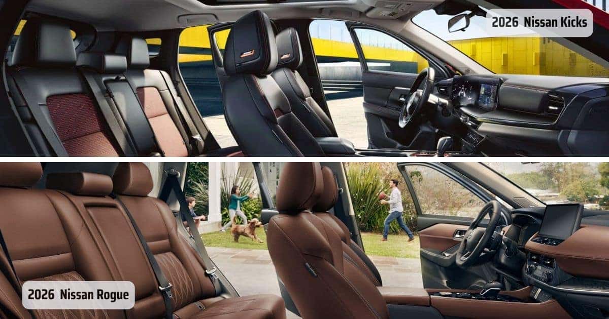 2026 Nissan Kicks versus Rogue interior features