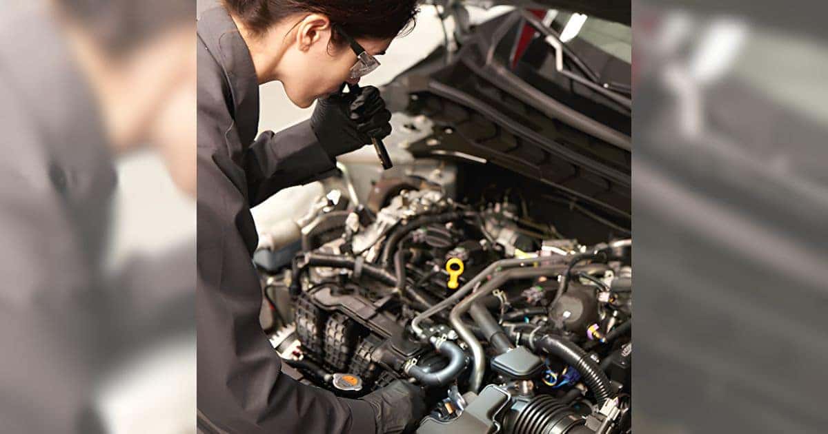 A multi-point inspection done during a Nissan CVT transmission fluid service