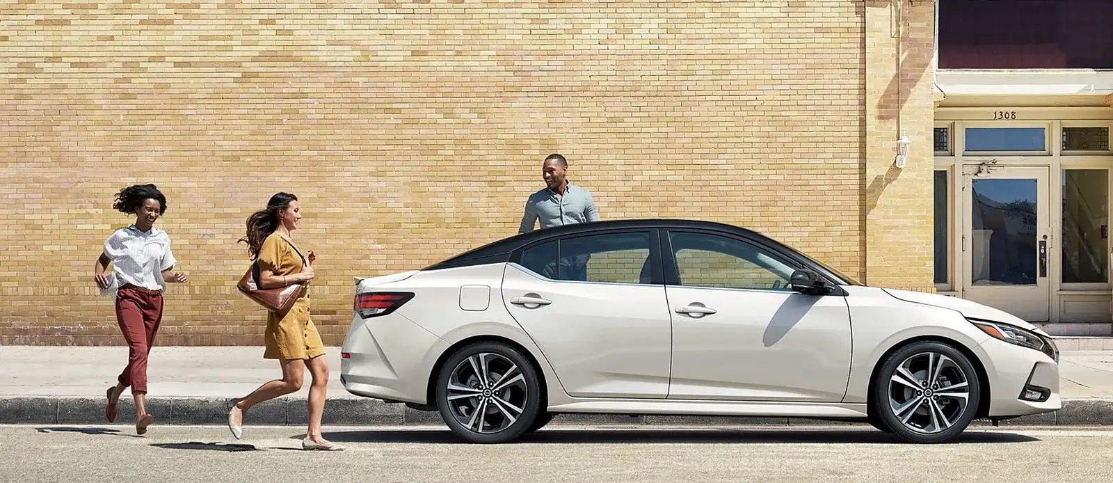 A Nissan Sentra on a sunny street — trade in any make at I-90 Nissan, 5013 Detroit Rd, Sheffield Village, Ohio, for a written offer in 30 to 45 minutes, valid 7 days