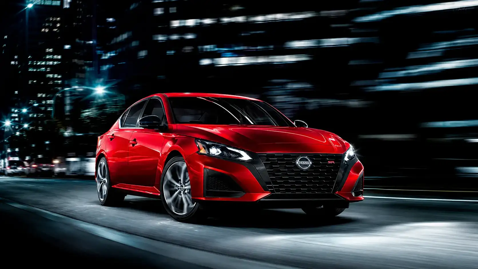 Nissan Altima alloy wheels and tires, checked for tread depth before winter at I-90 Nissan's service drive near Medina, OH