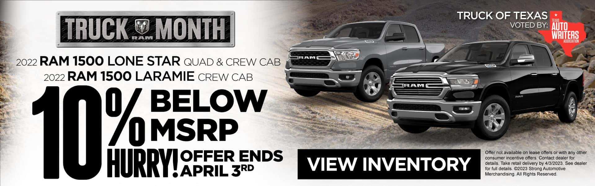 2022 RAM 1500 Lone Star Quad & Crew Cab/ 2022 RAM 1500 Laramie Crew Cab - 10% Below MSRP - View Inventory