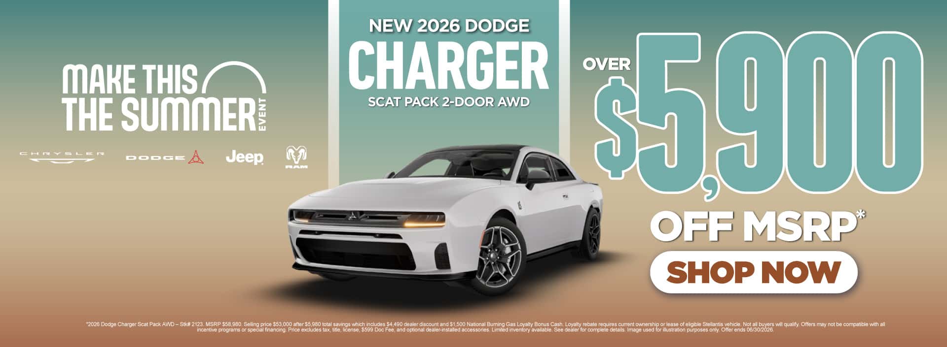 New 2026 Dodge Charger Scat Pack 2-Door AWD OVER $5,900 OFF MSRP*