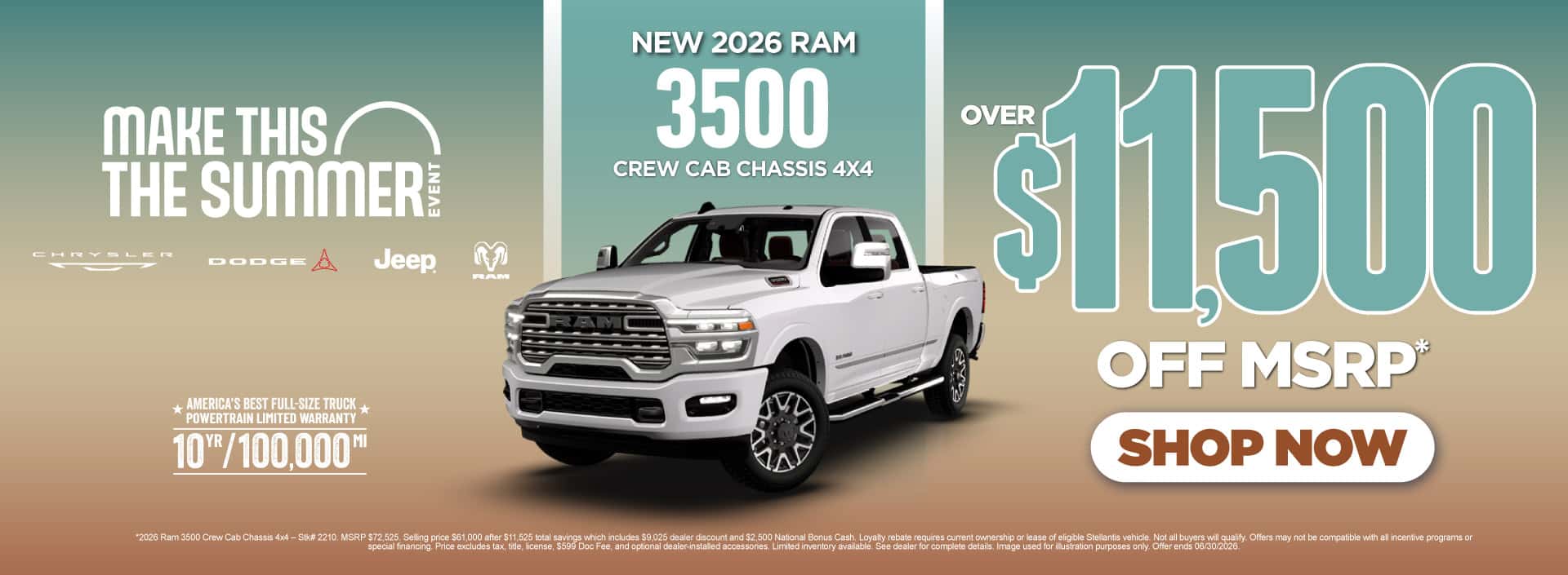 New 2026 Ram 3500 Crew Cab Chassis 4x4 OVER $11,500 OFF MSRP*