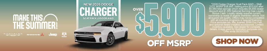 New 2026 Dodge Charger Scat Pack 2-Door AWD OVER $5,900 OFF MSRP*