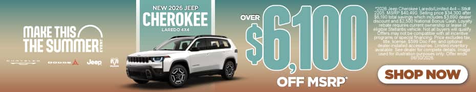 New 2026 Jeep Cherokee Laredo 4x4 OVER $6,100 OFF MSRP*