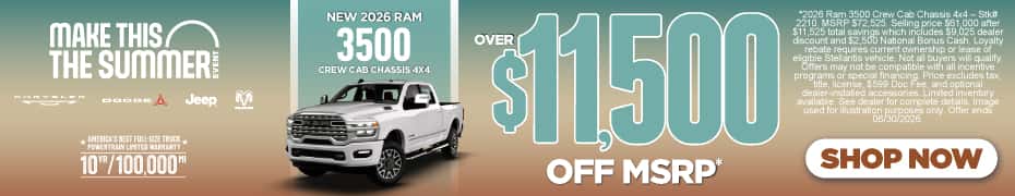 New 2026 Ram 3500 Crew Cab Chassis 4x4 OVER $11,500 OFF MSRP*