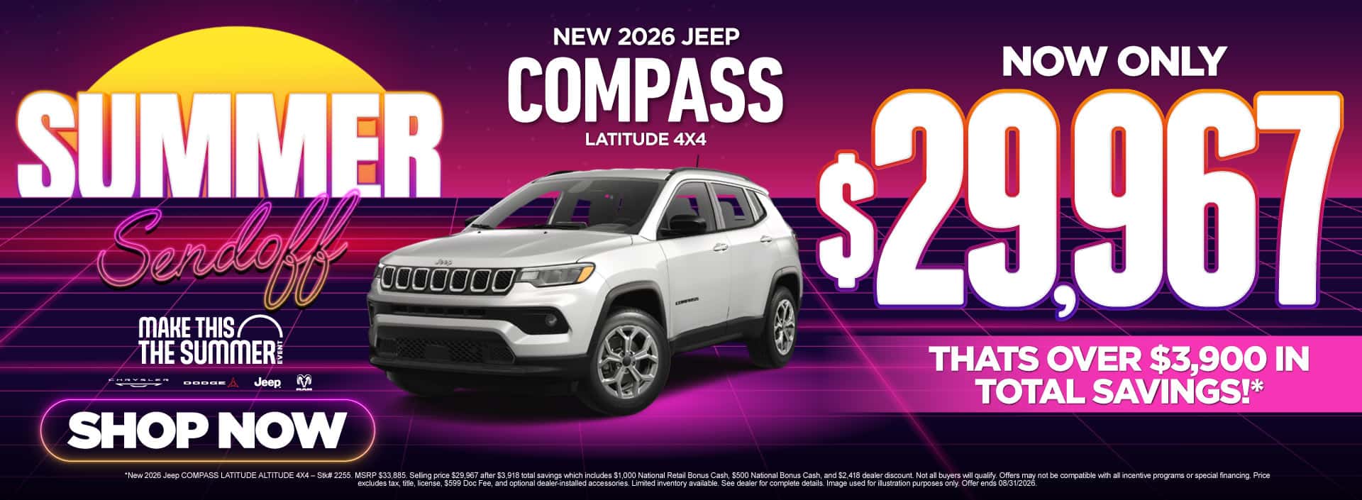 New 2026 Jeep Compass Latitude 4x4 "NOW ONLY $29,967 THATS OVER $3,900 IN TOTAL SAVINGS!*"