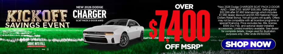 New 2026 Dodge CHARGER SCAT PACK 2-DOOR AWD OVER $7,400 OFF MSRP*
