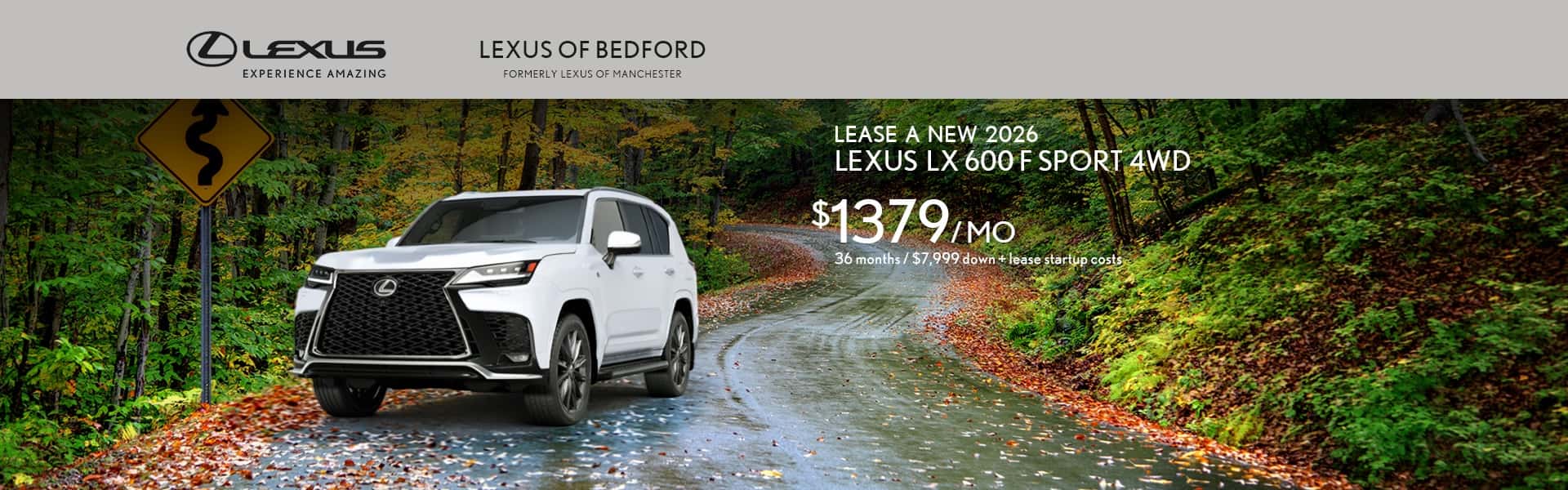 Lease a 2026 Lexus LX 600 F sport 4WD for $1379 for 36 months with $7,999 down plus lease startup costs