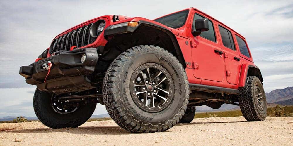 Low angle view of the Exterior of 2025 Jeep Wrangler in St. Louis