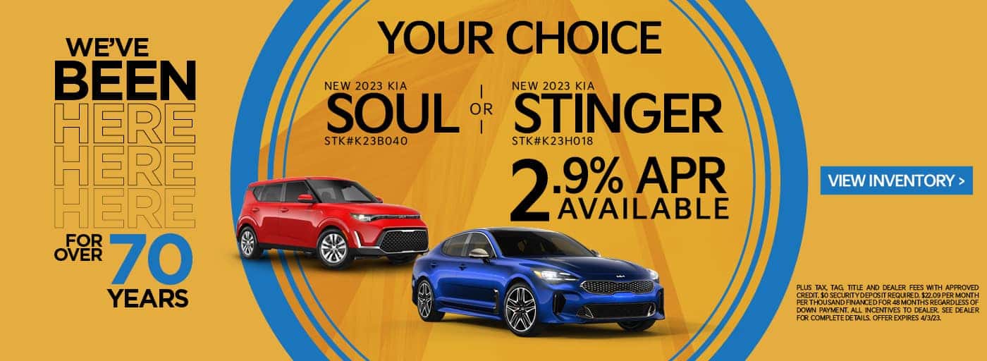 YOUR CHOICE NEW 2023 KIA SOUL OR NEW 2023 KIA STINGER
