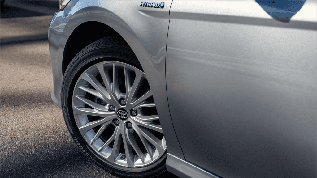 closeup of Camry Hybrid wheel