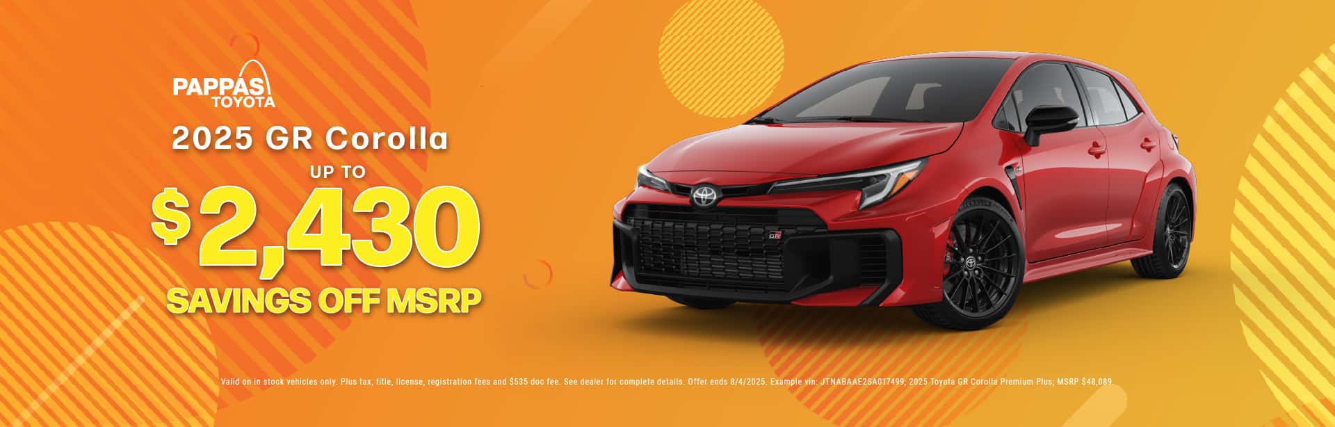 2025 GR Corolla July offer