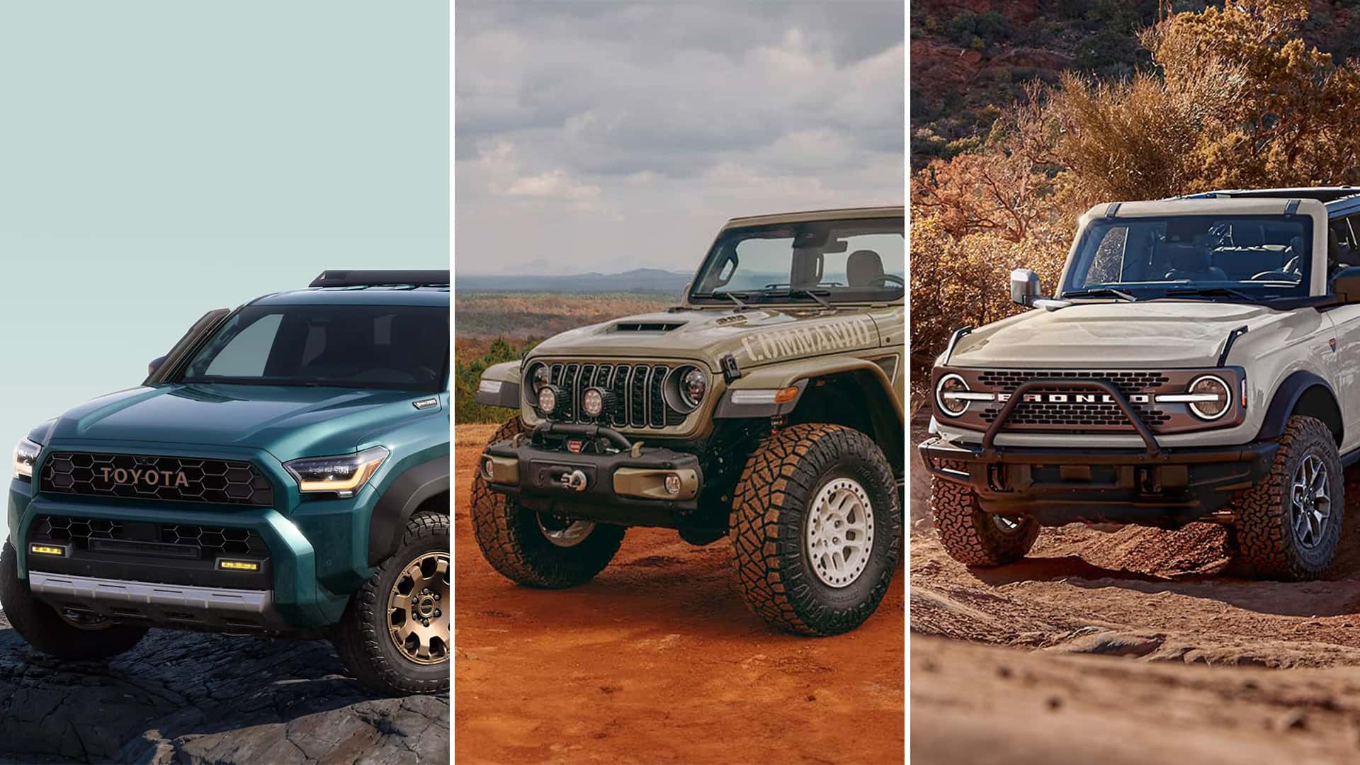 2026 Toyota 4Runner vs Jeep Wrangler vs Ford Bronco