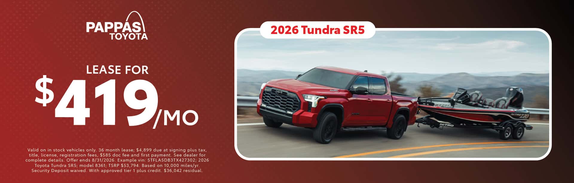 2026 Tundra SR5 August offer