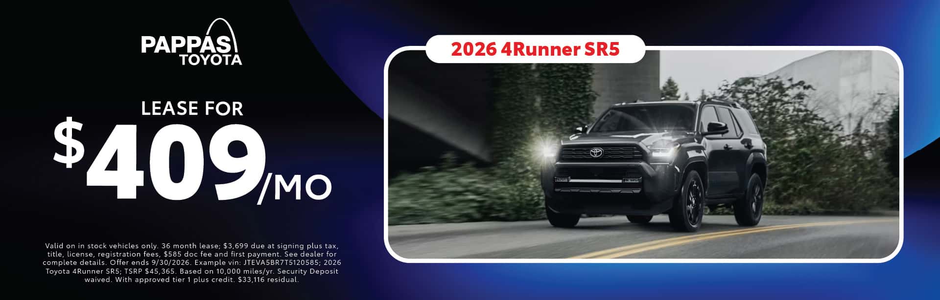 2026 4Runner September offer