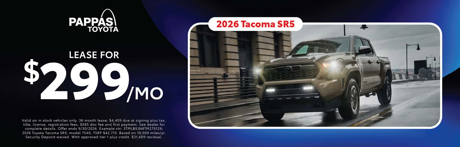 2026 Tacoma SR5 September offer