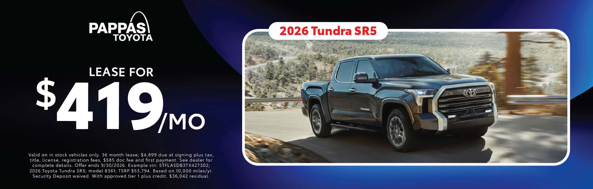 2026 Tundra SR5 September offer