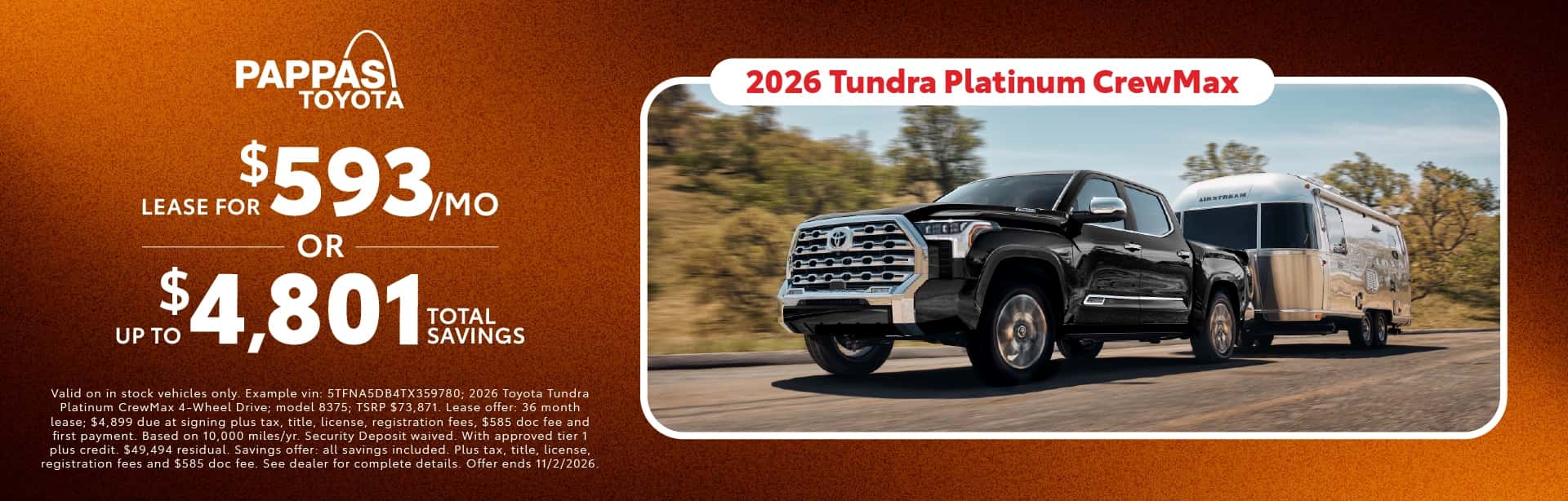 2026 Tundra Platinum October offer